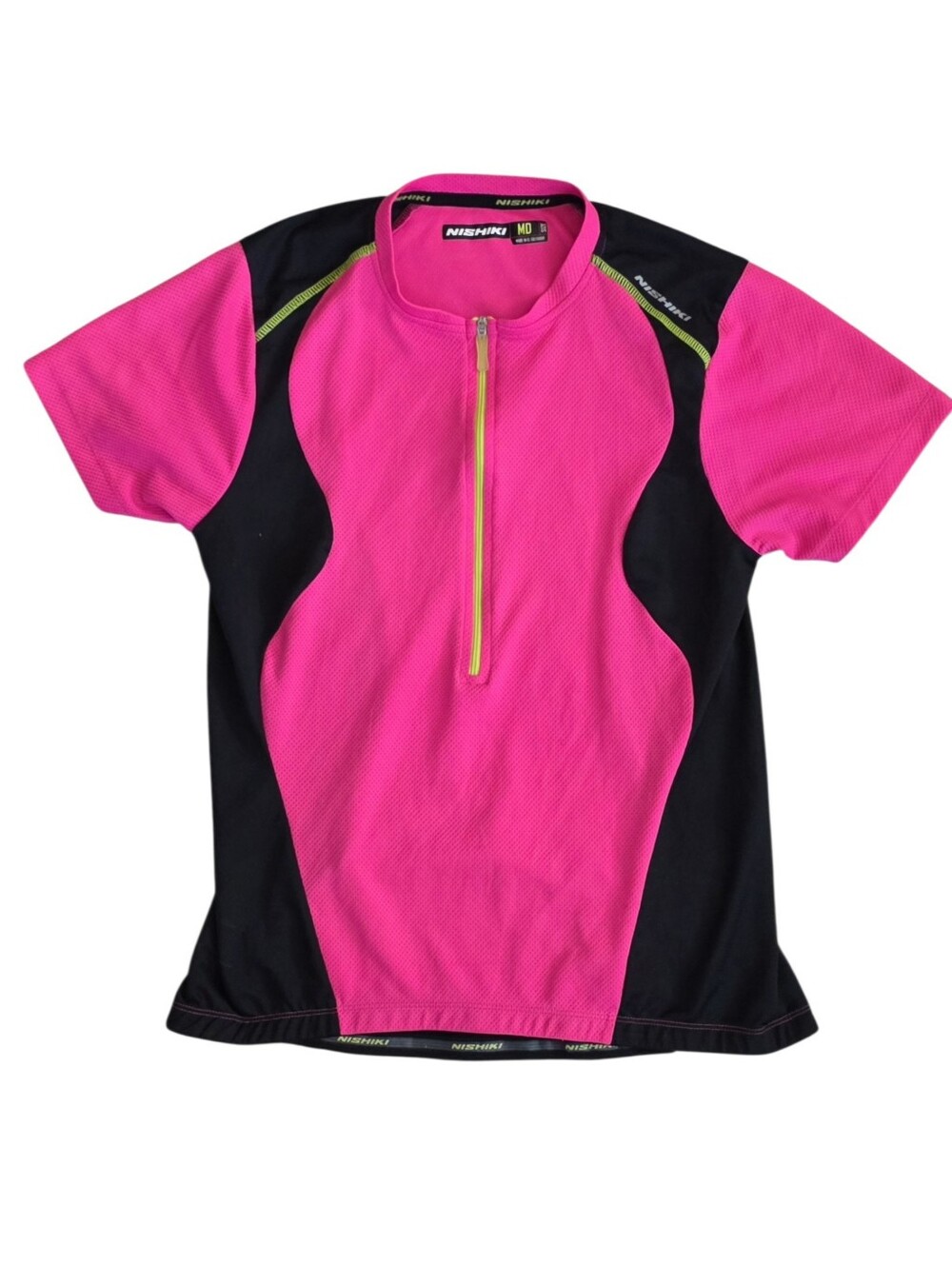 Nishiki Medium Pink and Black Short Sleeve Barbiecore Athletic Cycling Jersey